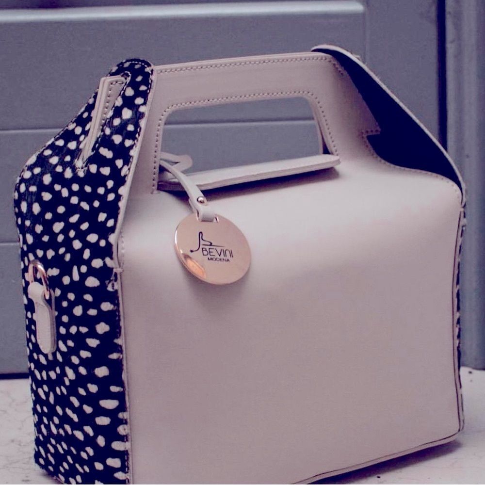 Bevini modena italian leather winter white  and Black Women's Bag giveaway